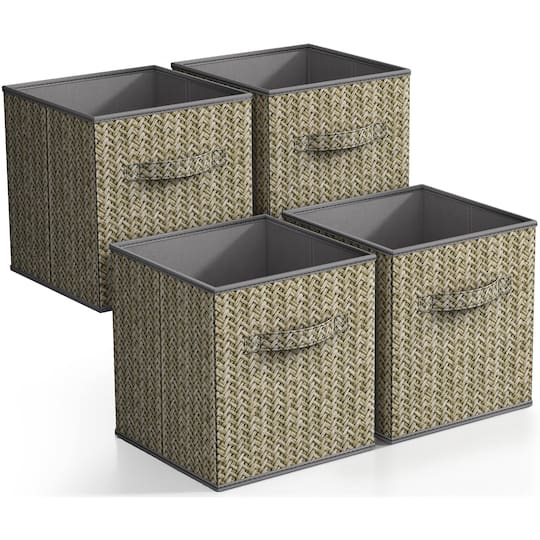 Sorbus 11&#x22; Gray Woven Foldable Storage Cubes, 4ct.